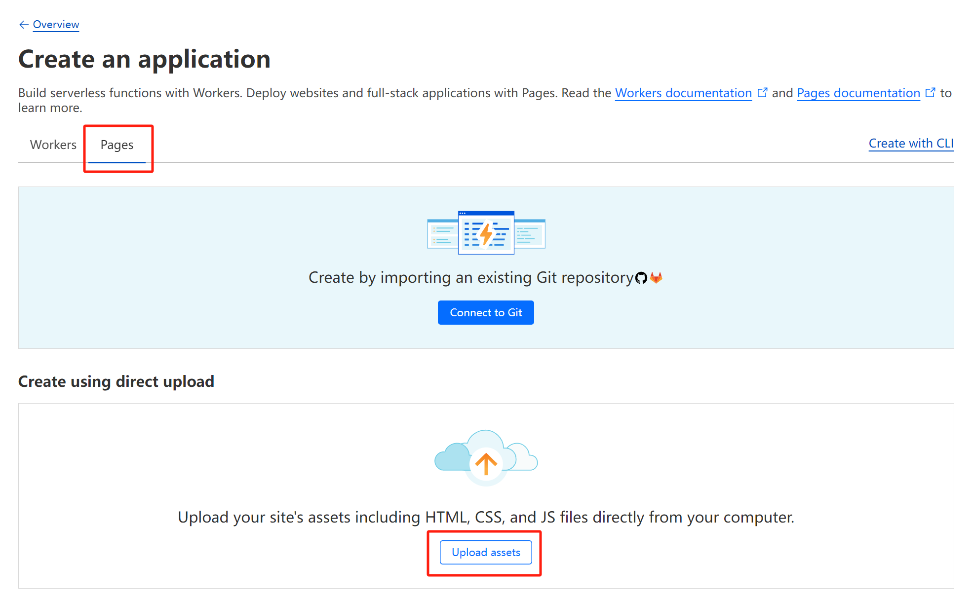 Choose Pages and Directly Upload the Previously Exported Full Site Static Files